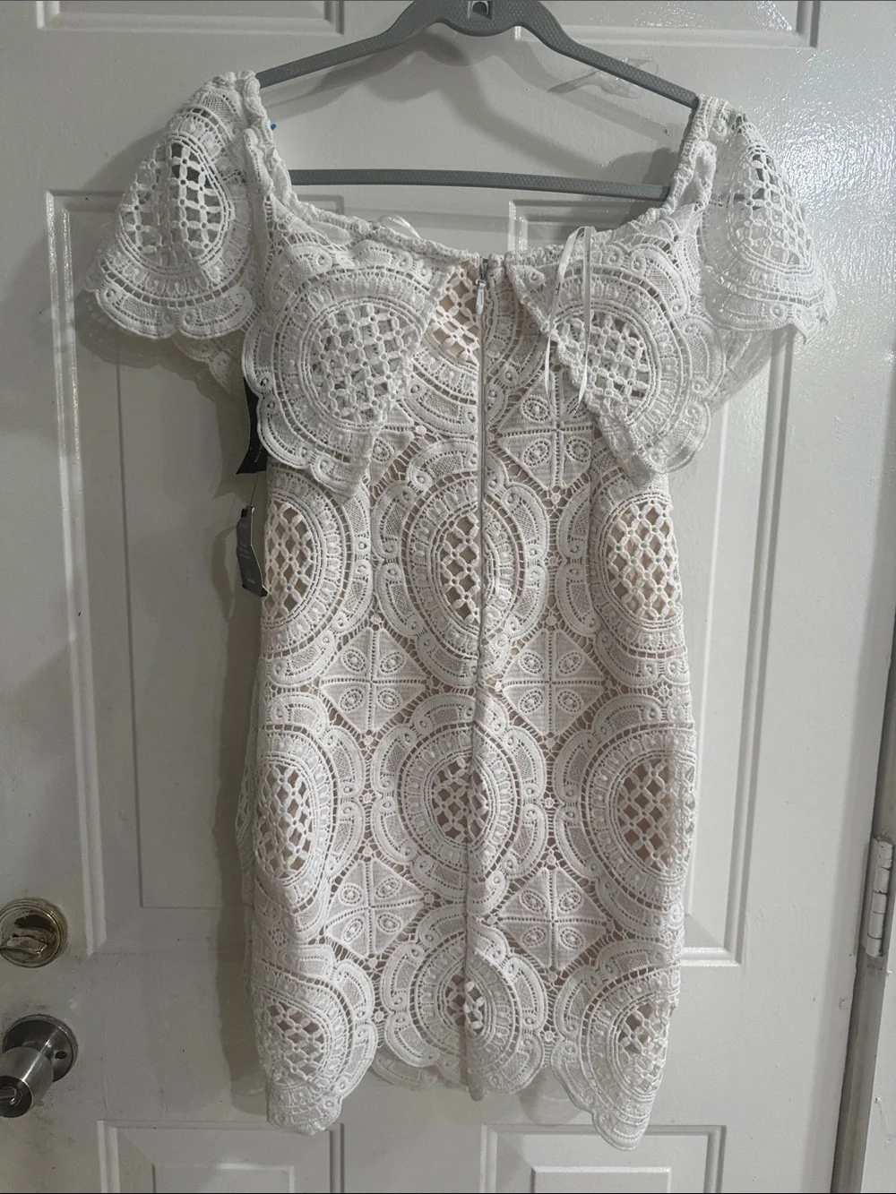 Lulu's Ivory One-Shoulder Lace Cocktail Dress - Picture 5 of 13